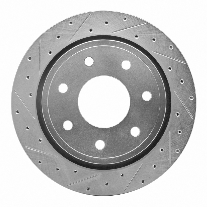 Ford F-150 Brake Rotor (1) - Rear Left - R1 Concepts - Drilled & Slotted - Silver - `12-`14